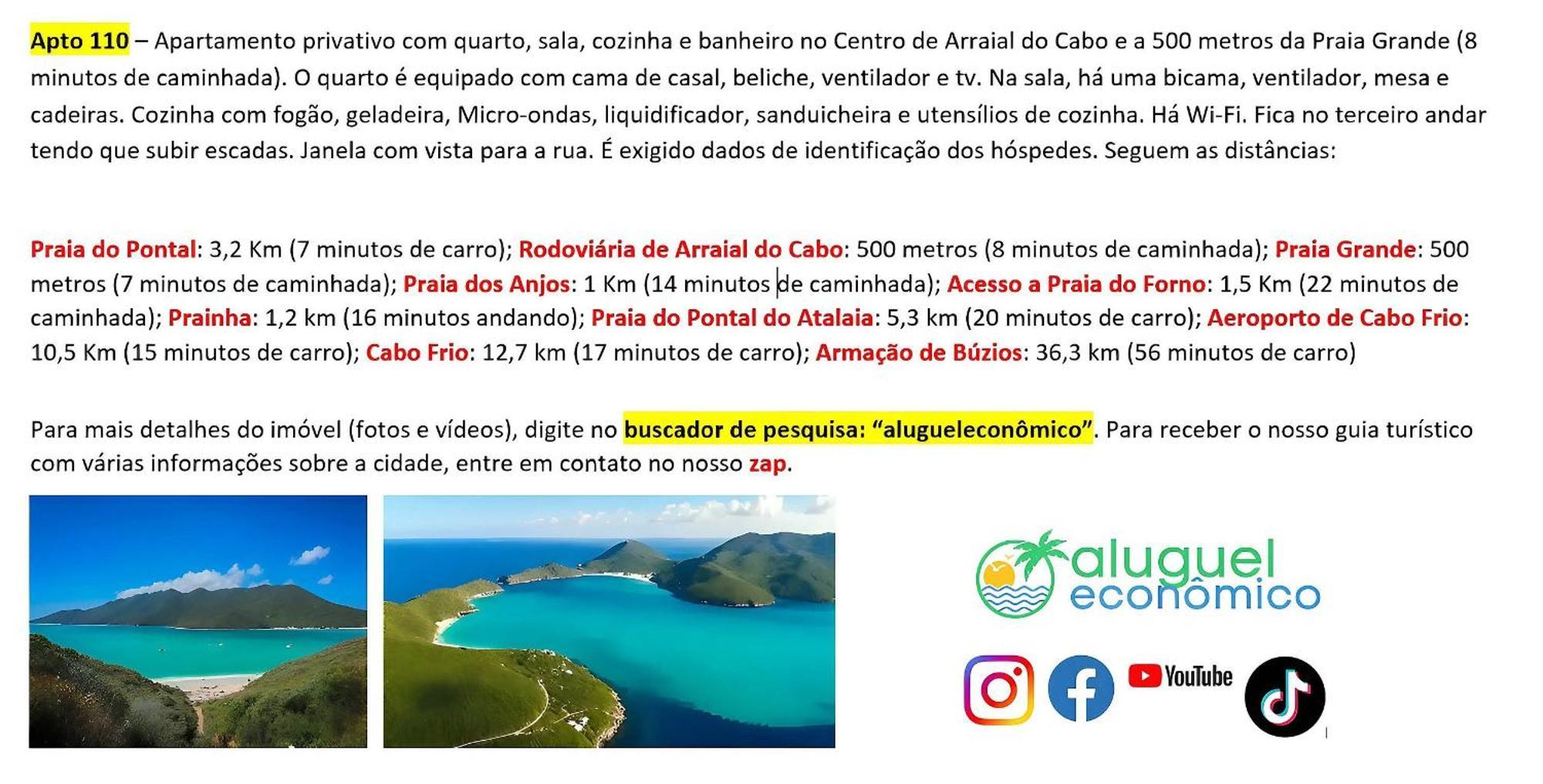 Appartamento Arraial Do Cabo - Brisas Do Farol - Aluguel Economico Esterno foto