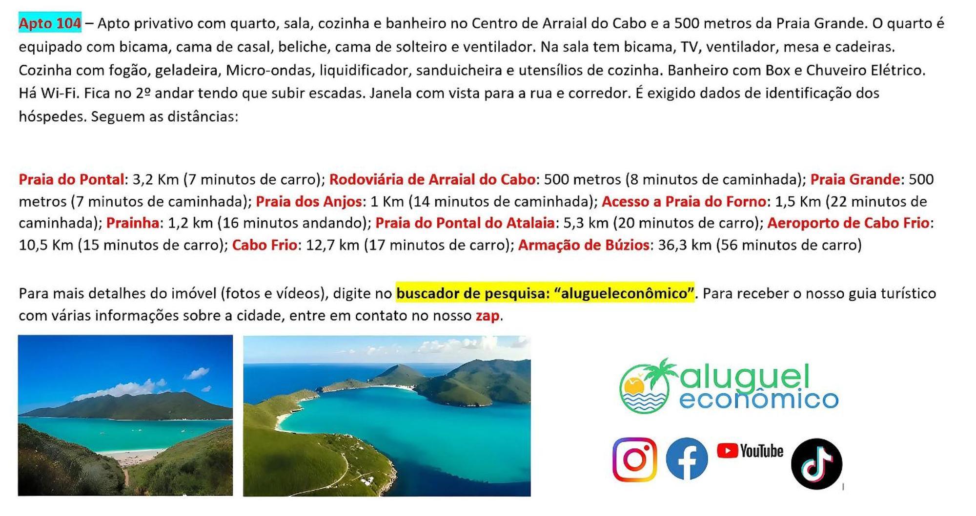 Appartamento Arraial Do Cabo - Brisas Do Farol - Aluguel Economico Esterno foto