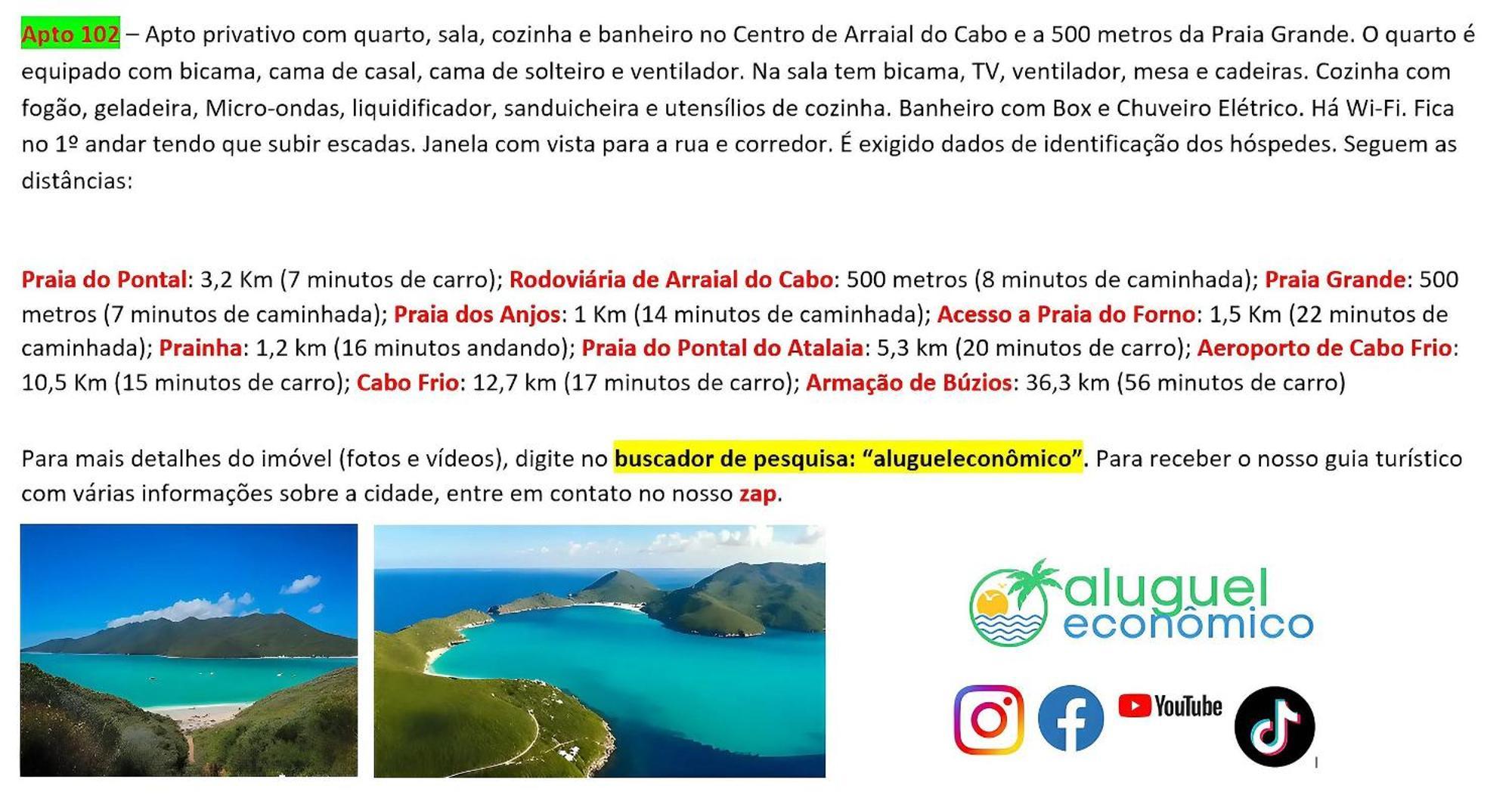 Appartamento Arraial Do Cabo - Brisas Do Farol - Aluguel Economico Esterno foto