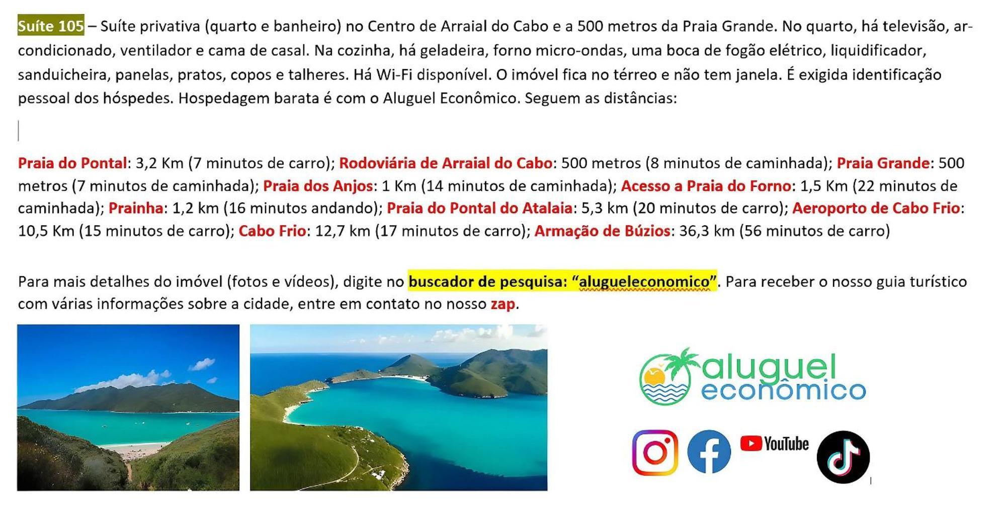 Appartamento Arraial Do Cabo - Brisas Do Farol - Aluguel Economico Esterno foto