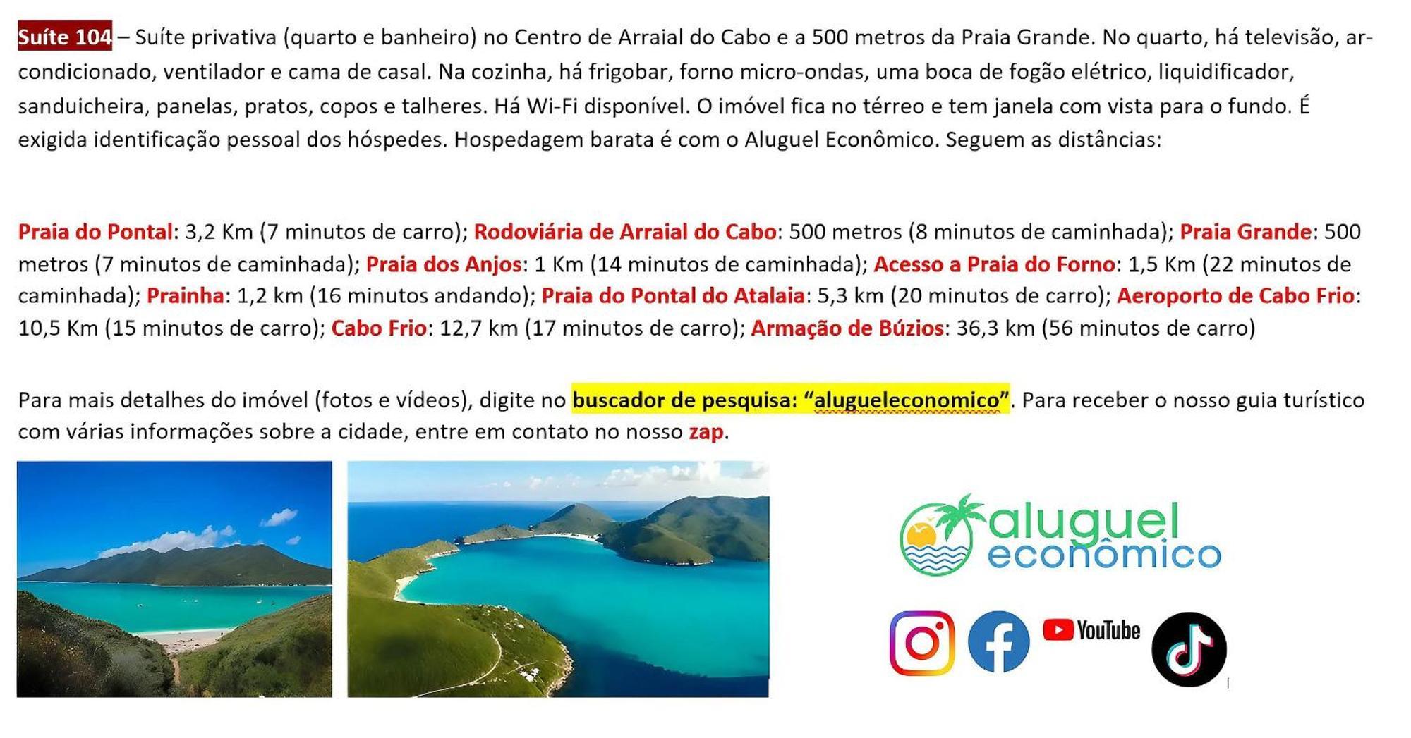 Appartamento Arraial Do Cabo - Brisas Do Farol - Aluguel Economico Esterno foto