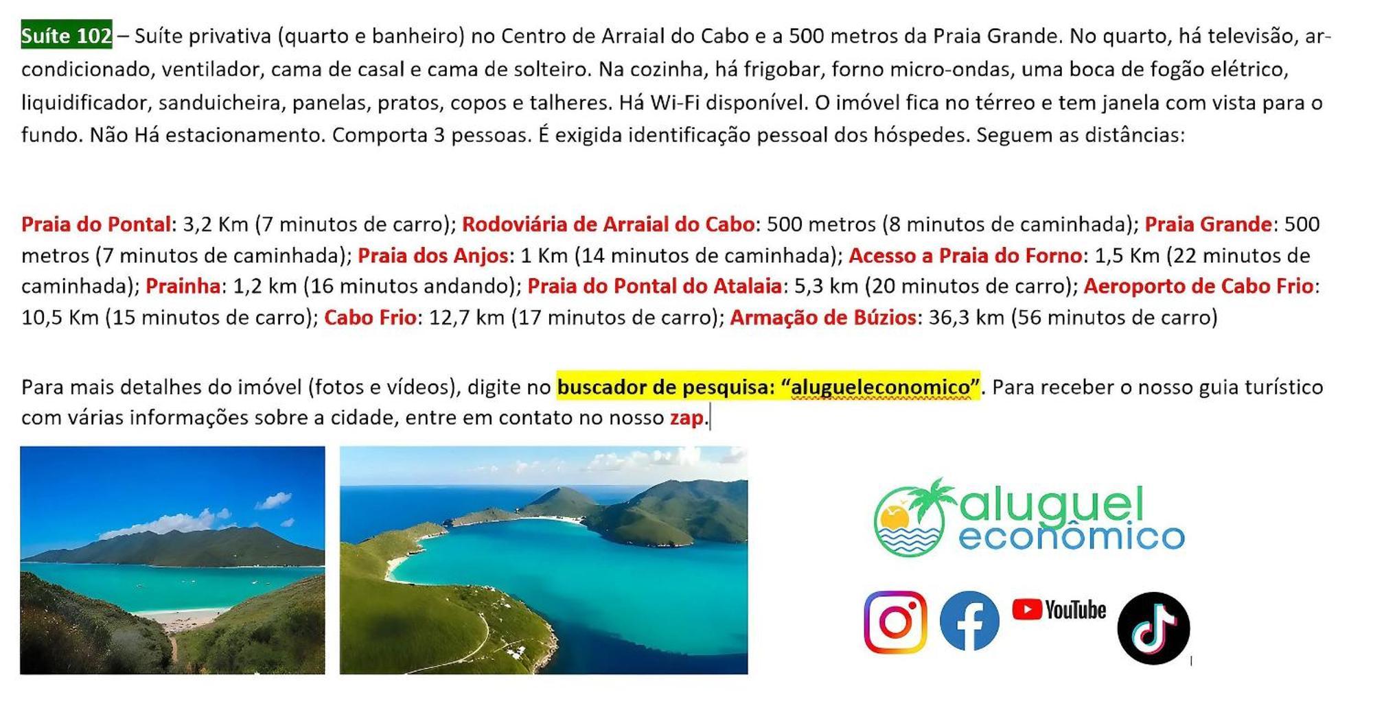 Appartamento Arraial Do Cabo - Brisas Do Farol - Aluguel Economico Esterno foto